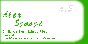 alex szaszi business card