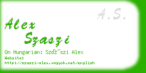 alex szaszi business card